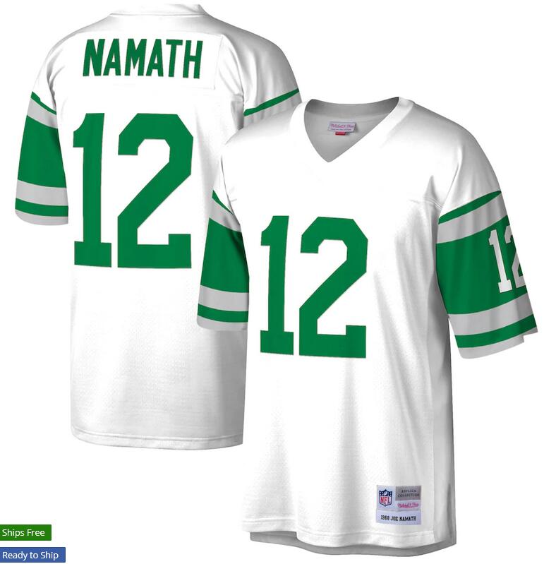 Custom Men New York Jets Joe Namath Mitchell Ness White Retired Player Legacy Replica nfl Jersey